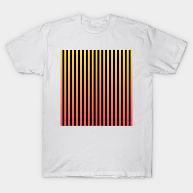 Alternating Black and Peach Ombre Vertical Stripes T-Shirt by lyle58